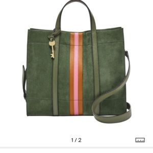 Fossil Carmen Aloe Suede satchel